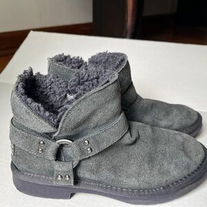 Gray Wool Lined Leather Ankle Boots Portland Boot Company Size 7